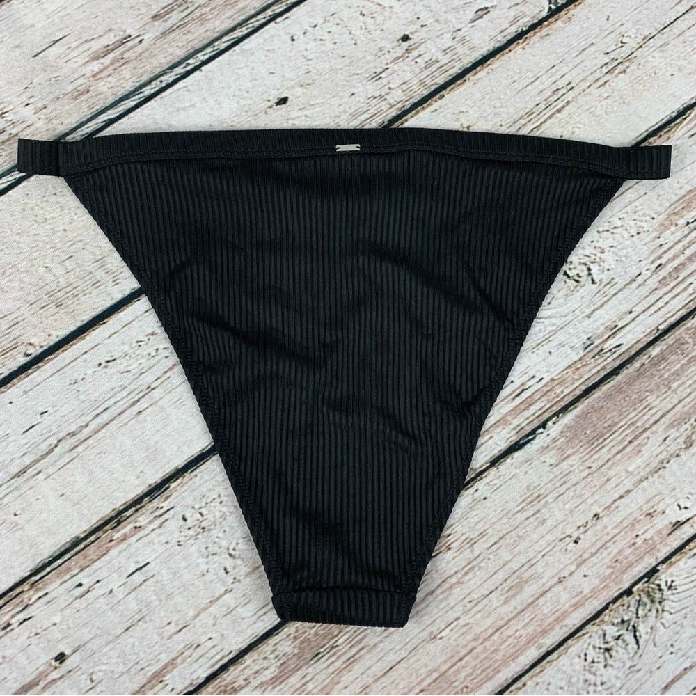 NWT XL PINK Victoria’s Secret Black Ribbed High Waist Mini Bikini Bottom Swim VS - Picture 2 of 10